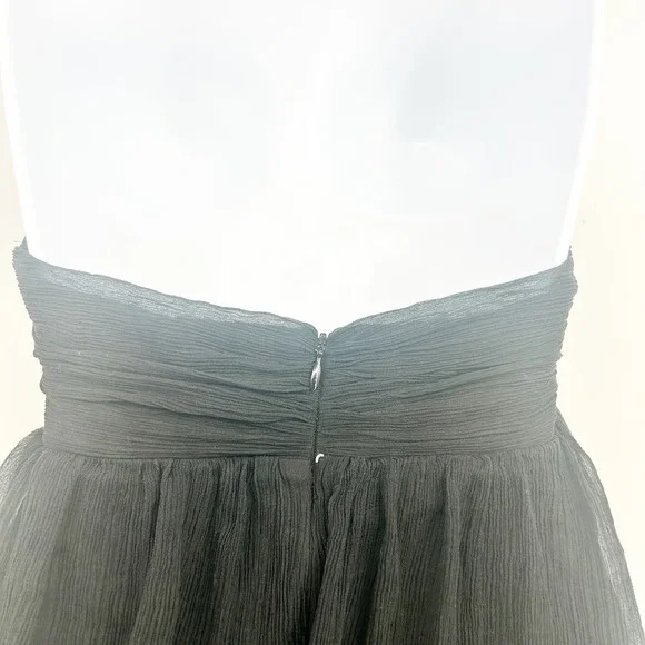 Express Womens Black Silk Beaded Halter Y2K Glam Cocktail Babydoll Top Size 4 - Picture 5 of 8